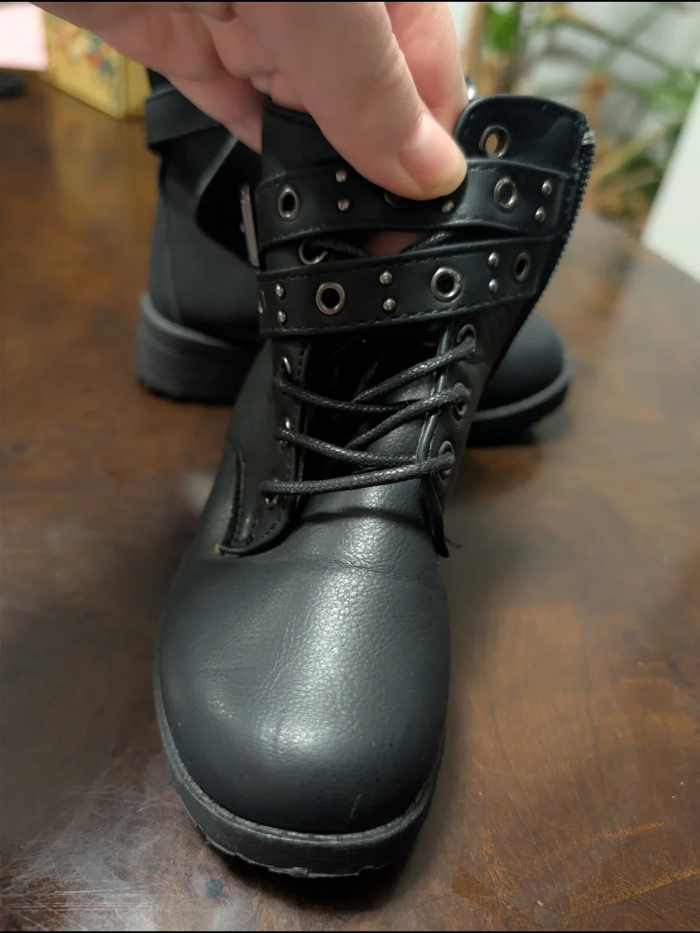 Mudd Black Kids Lace-Up Buckle Combat Boots